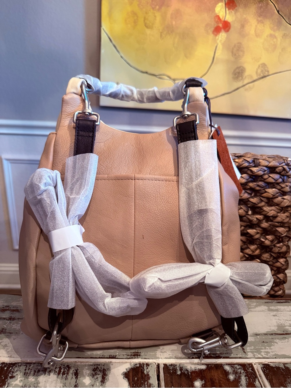 Neutral Beige/light pink leather Shoulder Bag, new w tags.